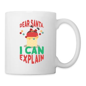 Cher père Noël, je peux expliquer le père Noël dans la cheminée - Mug blanc - blanc - Droite