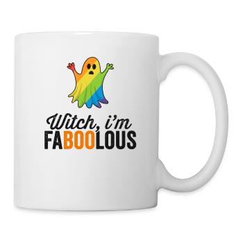 Hexe ich bin Faboolous (Fabelhaft) Halloween TShirt - Tasse - Weiß - Rechts