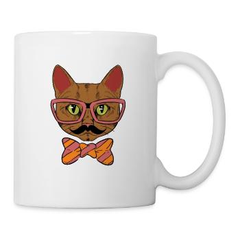 Cool funny nerdy hipster Maine Coon cat present - Mug - white - Right