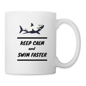 Keep calm and swim faster gift shark fish shirt - Mug - white - Right