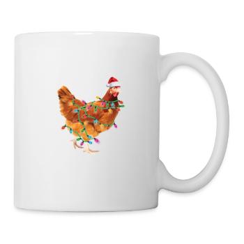 Chicken String Lights Christmas Christmas Hat - Mug - white - Right