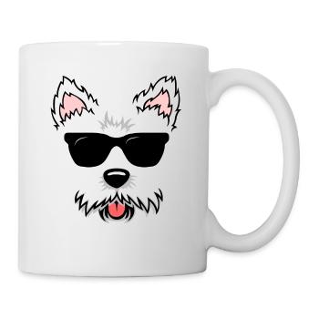 Mignon visage de chien Terrier blanc Westie avec - Mug blanc - blanc - Droite