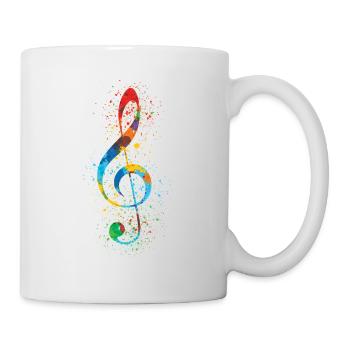 Violinschlüssel-Farben-Spritzer-Kunst bunt u. Vibrierend - Tasse - Weiß - Rechts