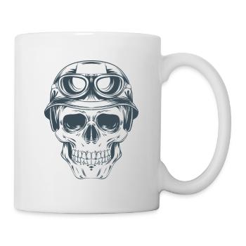 totenkopf motorrad geschenk shirt - Tasse - Weiß - Rechts