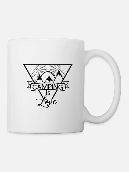 Camping is love Outdoor Shirt Design - Tasse - Weiß