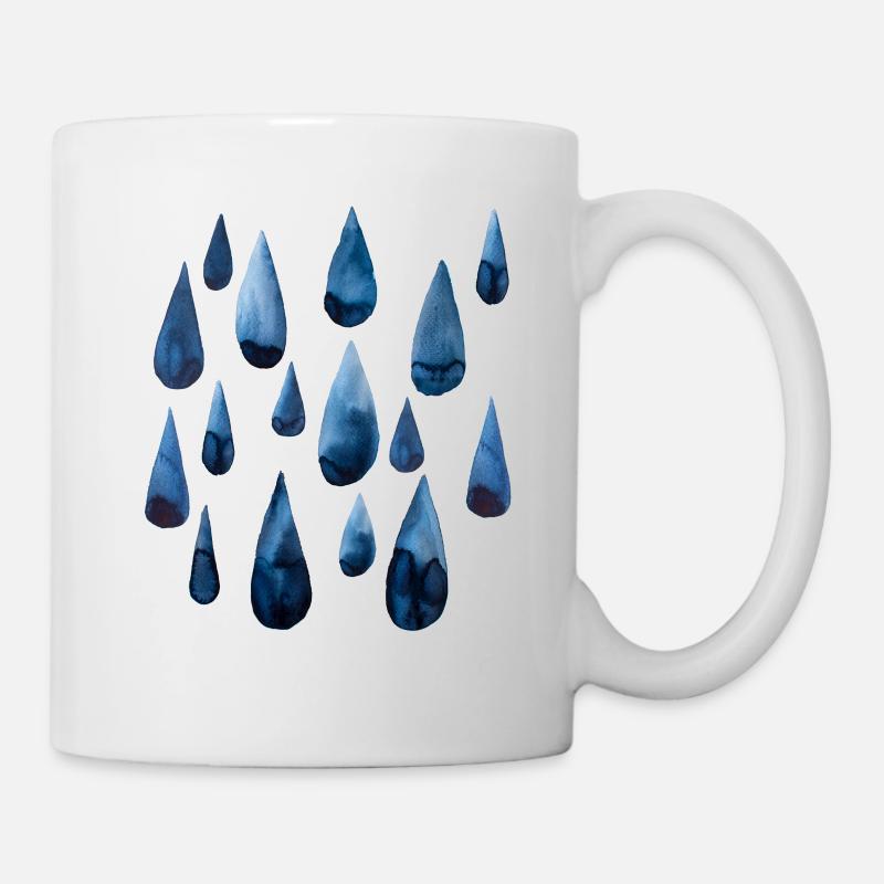 Rain I Raindrop Aquarelle Dessin à la main - Mug blanc - blanc