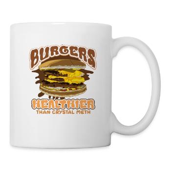 Funny Food Lover Burgers Healthier than Crystal - Mug - white - Right