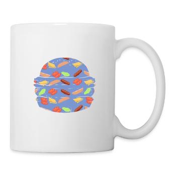 "BURGER" ~ pattern fast food hamburger - Mug - white - Right