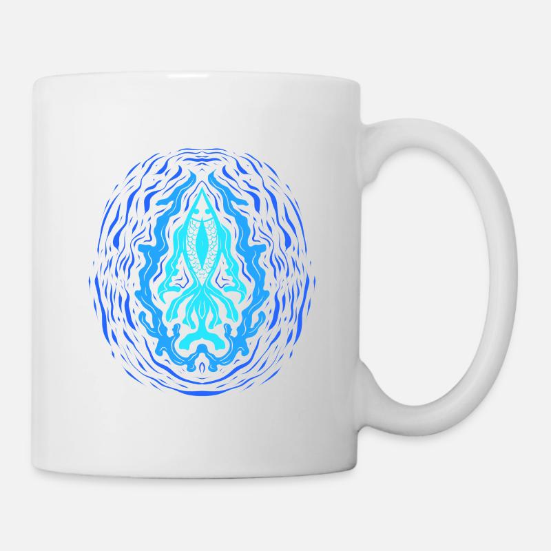 « AQUA » ~ Modèle de poisson psychédélique - Mug blanc - blanc