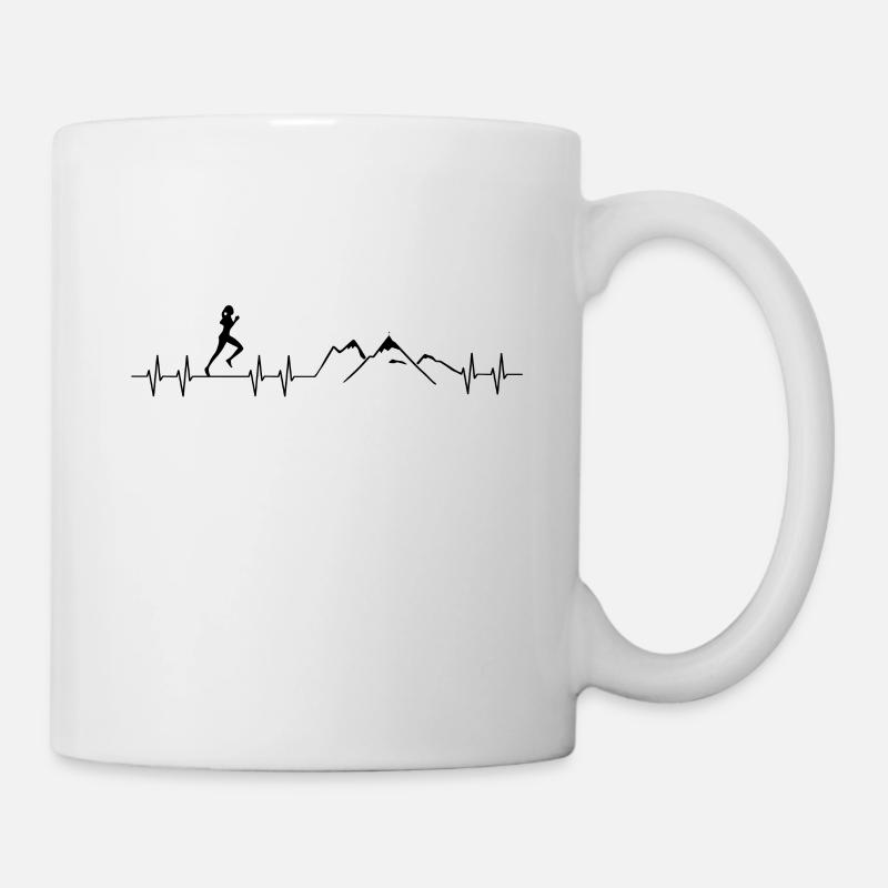 Herzschlag Berglaufen - Tasse - Weiß