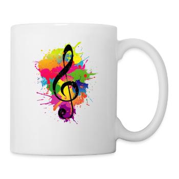 La clé de sol colorée éclabousse la théorie de la musique - Mug blanc - blanc - Droite