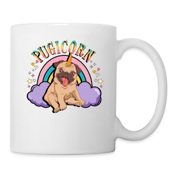 Niedlicher Pugicorn-Entwurf Mops-Einhorn-Geschenkidee - Tasse - Weiß - Rechts