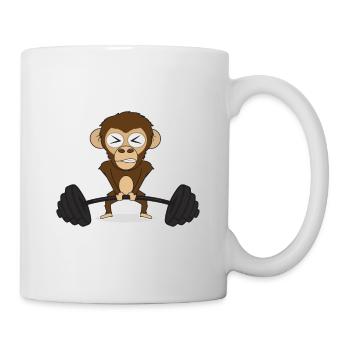 Monkey barbell gym gift - Mug - white - Right