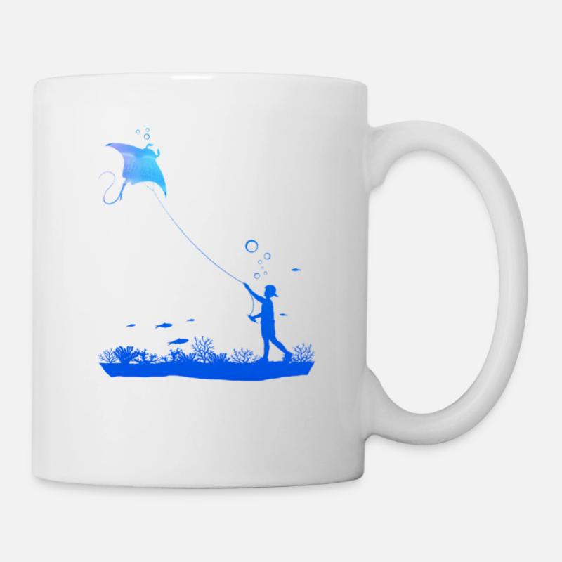 Rochen Unterwasser Drachenfliegen Taucher Geschenk - Tasse - Weiß