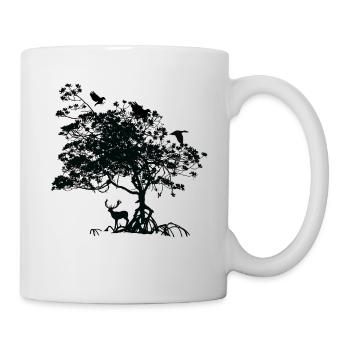 baum tiere geschenk - Tasse - Weiß - Rechts