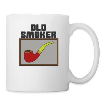 Pfeifenrauch-T-Shirt für Pfeifenraucher Alter Raucher - Tasse - Weiß - Rechts