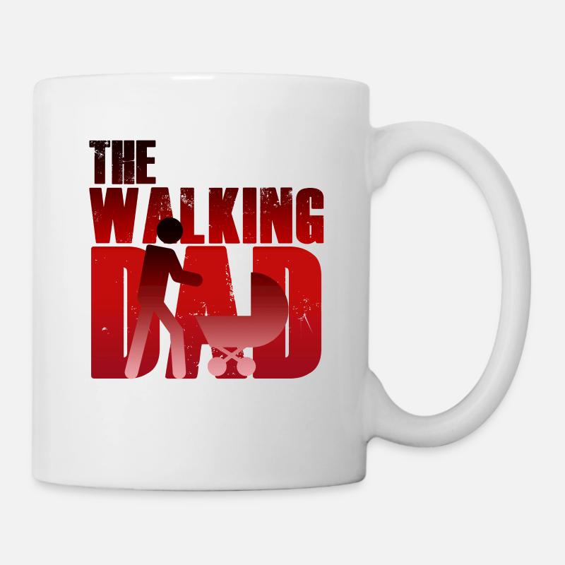 The Walking Dad Vatertag Papa Kinderwagen Tshirt - Tasse - Weiß