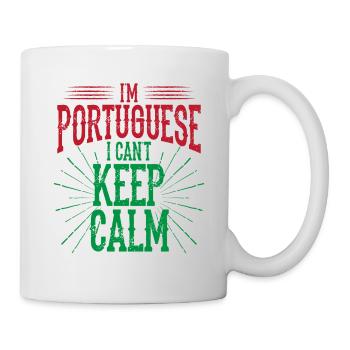 Ich bin Portugiese Ich kann nicht ruhig bleiben - Tasse - Weiß - Rechts