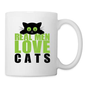 real men loves cats funny slogan for all catlover - Mug - white - Right
