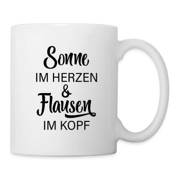 Sonne Im Herzen & Flausen Im Kopf - Tasse - Weiß - Rechts