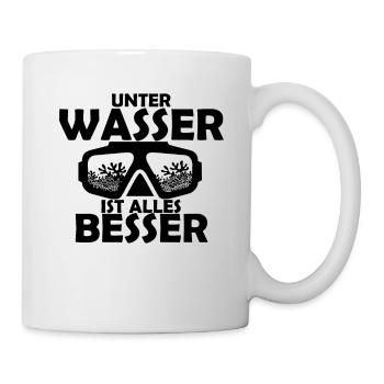 Lustiges Tauch TShirt mit coolen Taucher Sprüche. - Tasse - Weiß - Rechts