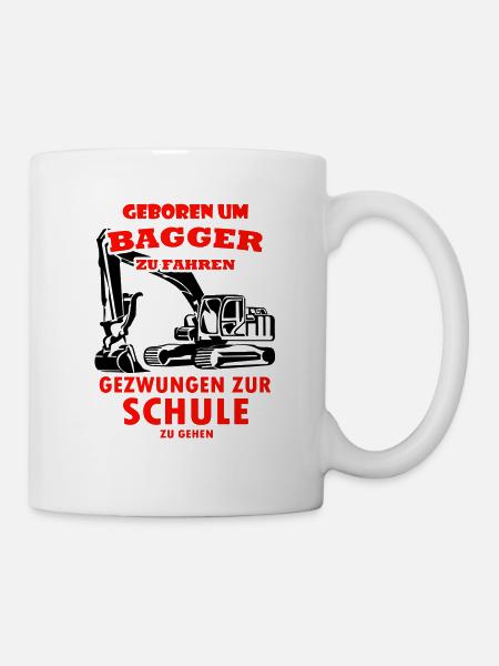 Né à digger forcé d'aller à l'école - Mug blanc - blanc