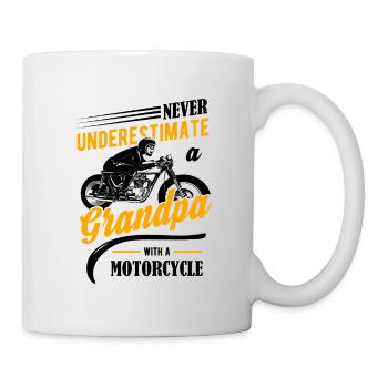 Opa mit Motorrad Spruch T-Shirt - Tasse - Weiß - Rechts