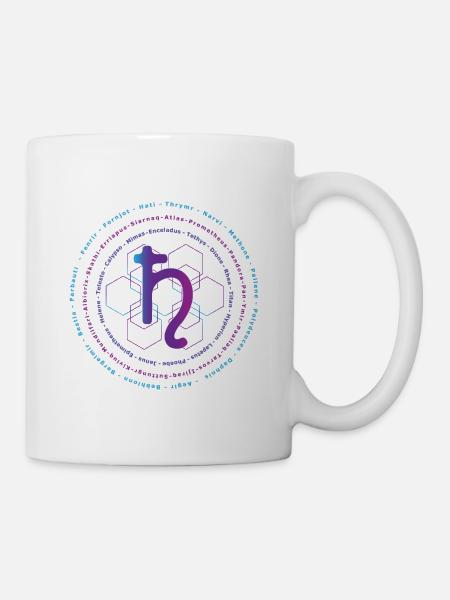 Saturne Symbole astronomique des lunes système solaire - Mug blanc - blanc