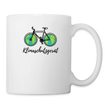 Klimaschutzgerät Fahrrad T-Shirt Geschenk Umwelt - Tasse - Weiß - Rechts