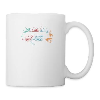 Retro Splash Mundharmonika Harmonika - Tasse - Weiß - Rechts