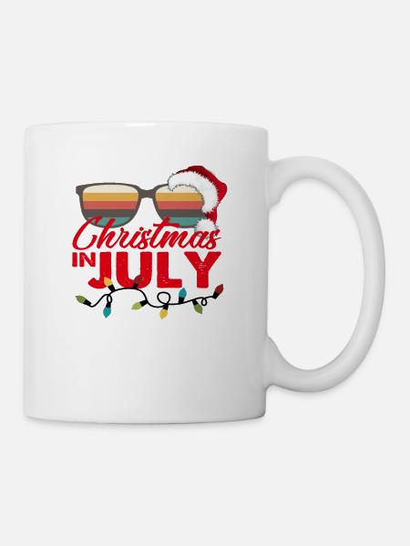 Christmas in July Santa Hat Sunglasses Summer - Mug blanc - blanc