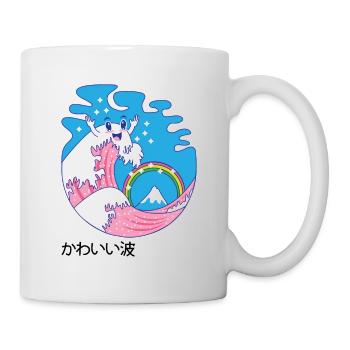 Welle Kanagawa Kawaii japanisch süß Geschenk - Tasse - Weiß - Rechts