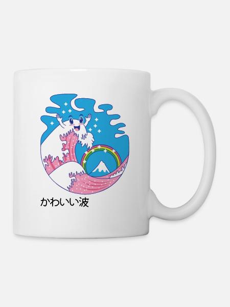 Cadeau mignon japonais Wave Kanagawa Kawaii - Mug blanc - blanc