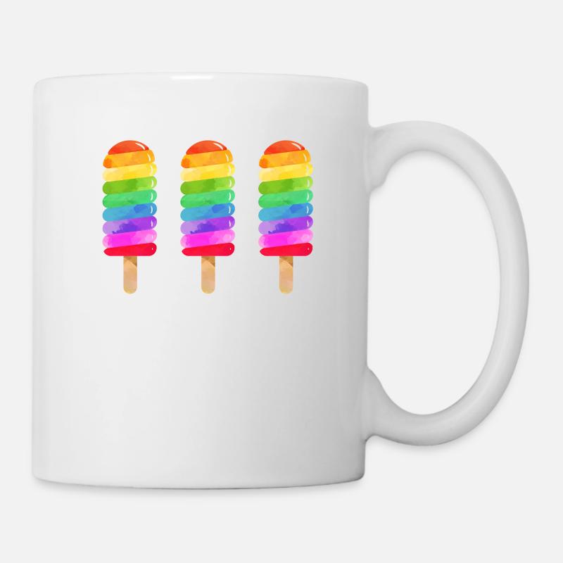 Eis am Stiel mit Regenbogenfarben LGBT Pride - Tasse - Weiß