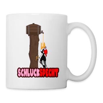 Schluckspecht Geschenkidee - Tasse - Weiß - Rechts