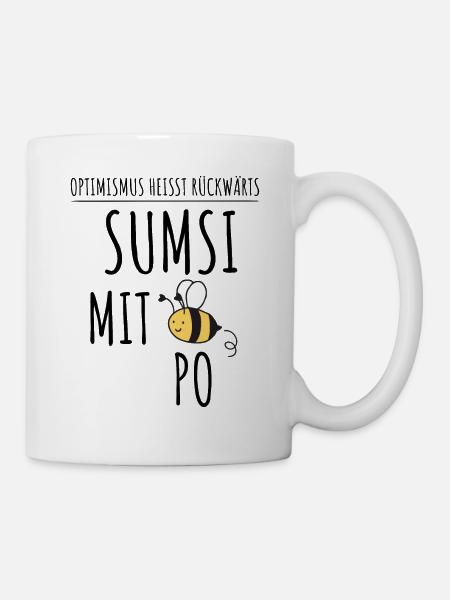SUMSI MIT PO | Lustiger Spruch Biene Optimismus - Tasse - Weiß