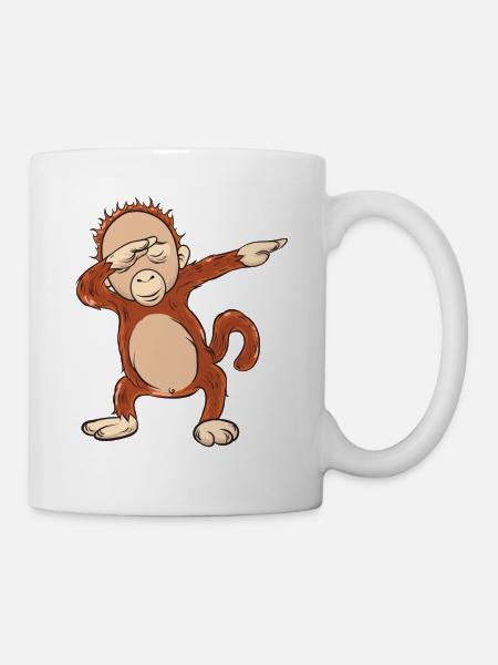 Idée de cadeau mignonne tampons bébé orang-outan - Mug blanc - blanc
