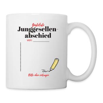 Gästeliste zum Junggesellenabschied T-Shirt Braut - Tasse - Weiß - Rechts