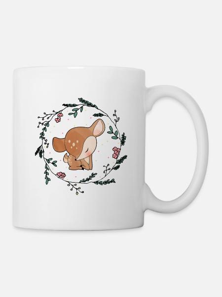 Petite conception mignonne de fleurs fauves - Mug blanc - blanc
