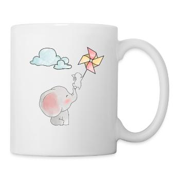 Moulinet coloré éléphant et lapin doux - Mug blanc - blanc - Droite