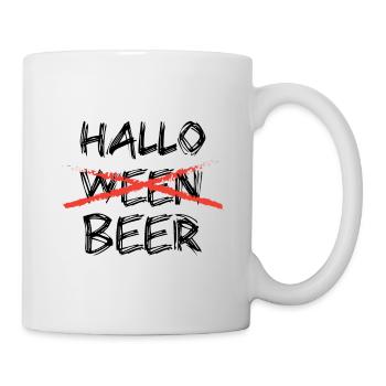 Halloween Hallo Bier - Tasse - Weiß - Rechts