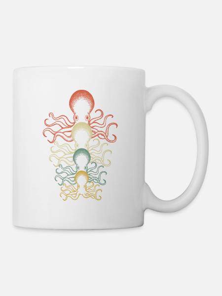 Cadeau de plongeur de poulpe pieuvre rétro - Mug blanc - blanc