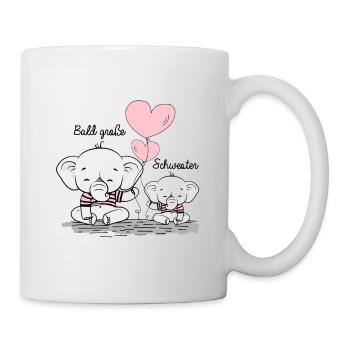 Bald Große Schwester, Süsse Elefanten Geschwister - Tasse - Weiß - Rechts