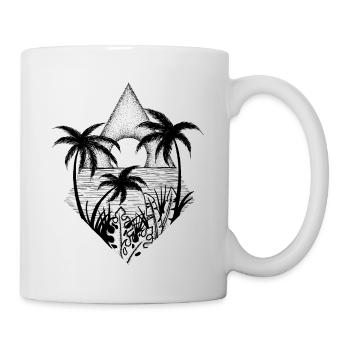 Palmiers et soleil - Mug blanc - blanc - Droite