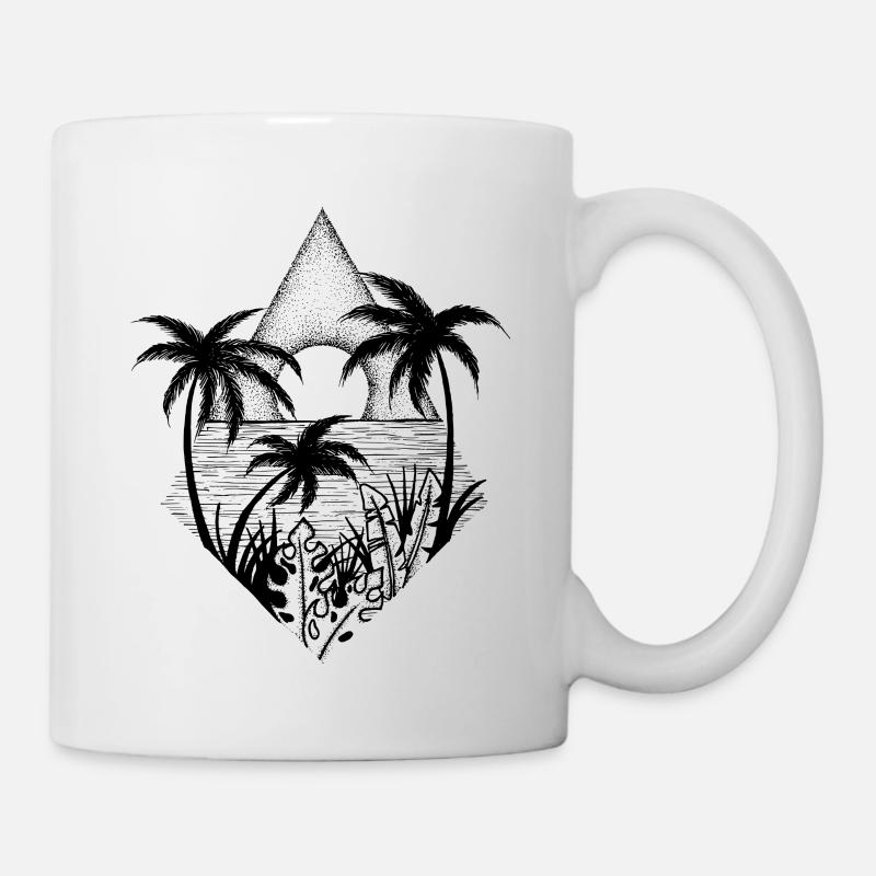 Palmiers et soleil - Mug blanc - blanc