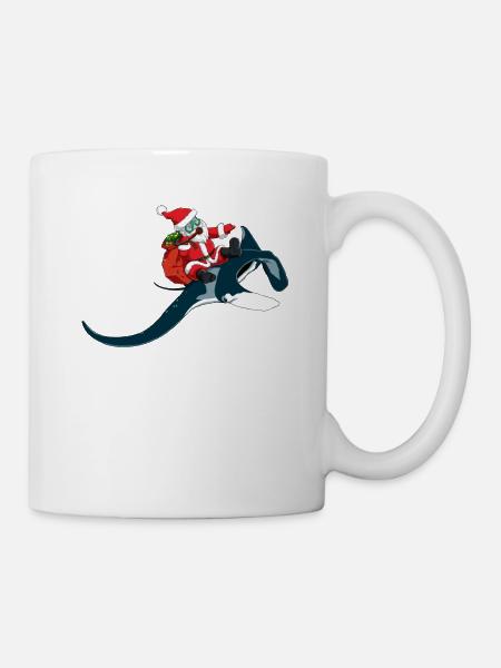 Santa reitet Rochen um Geschenke auszuliefern - Tasse - Weiß