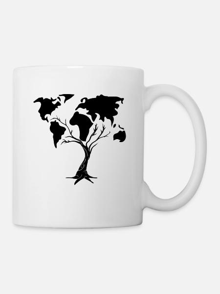 Baum Umwelt Weltkarte Save the planet - Tasse - Weiß