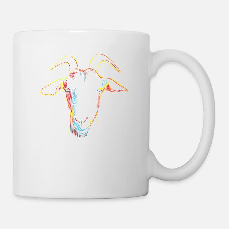 Colorful Goat Head - Mug - white