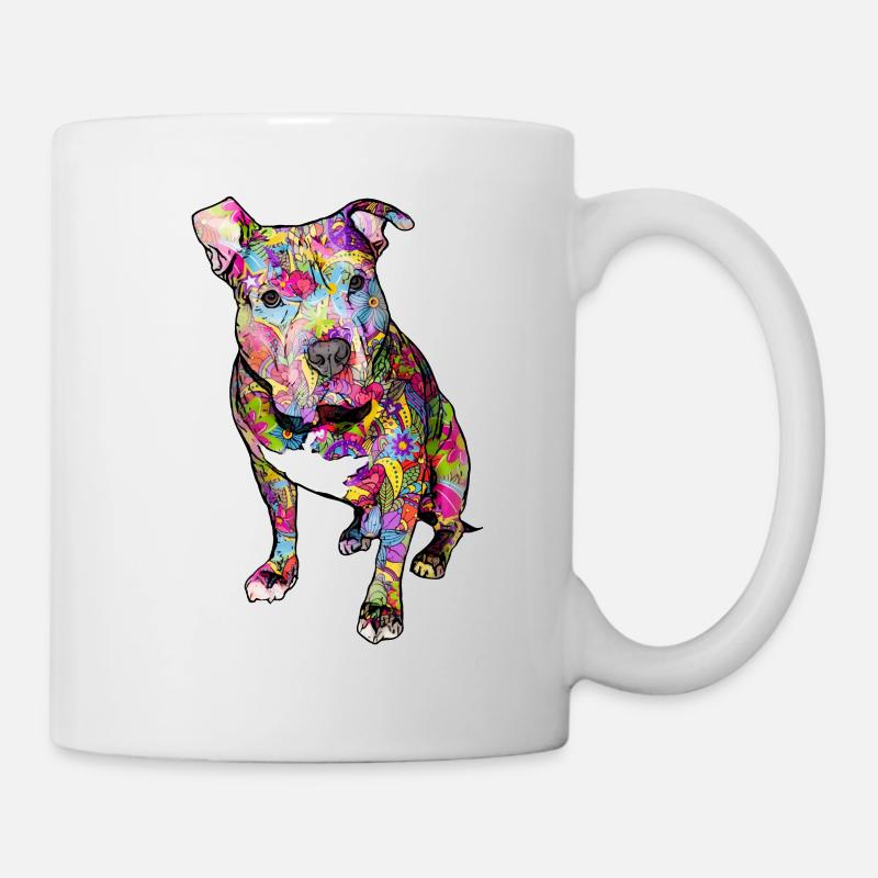 Pitbull Hippie - Tasse - Weiß