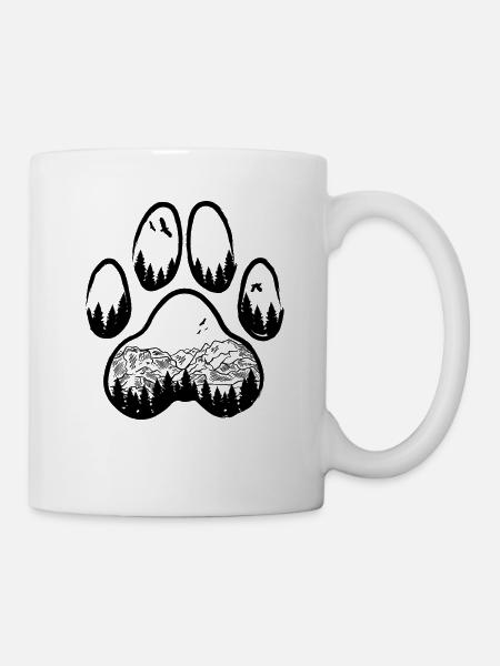 Mountains Hiking Camping Dog Dog Paw - Mug - white